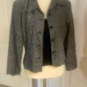 80’s vintage style with letter look large buttons and shoulder pads jacket retro